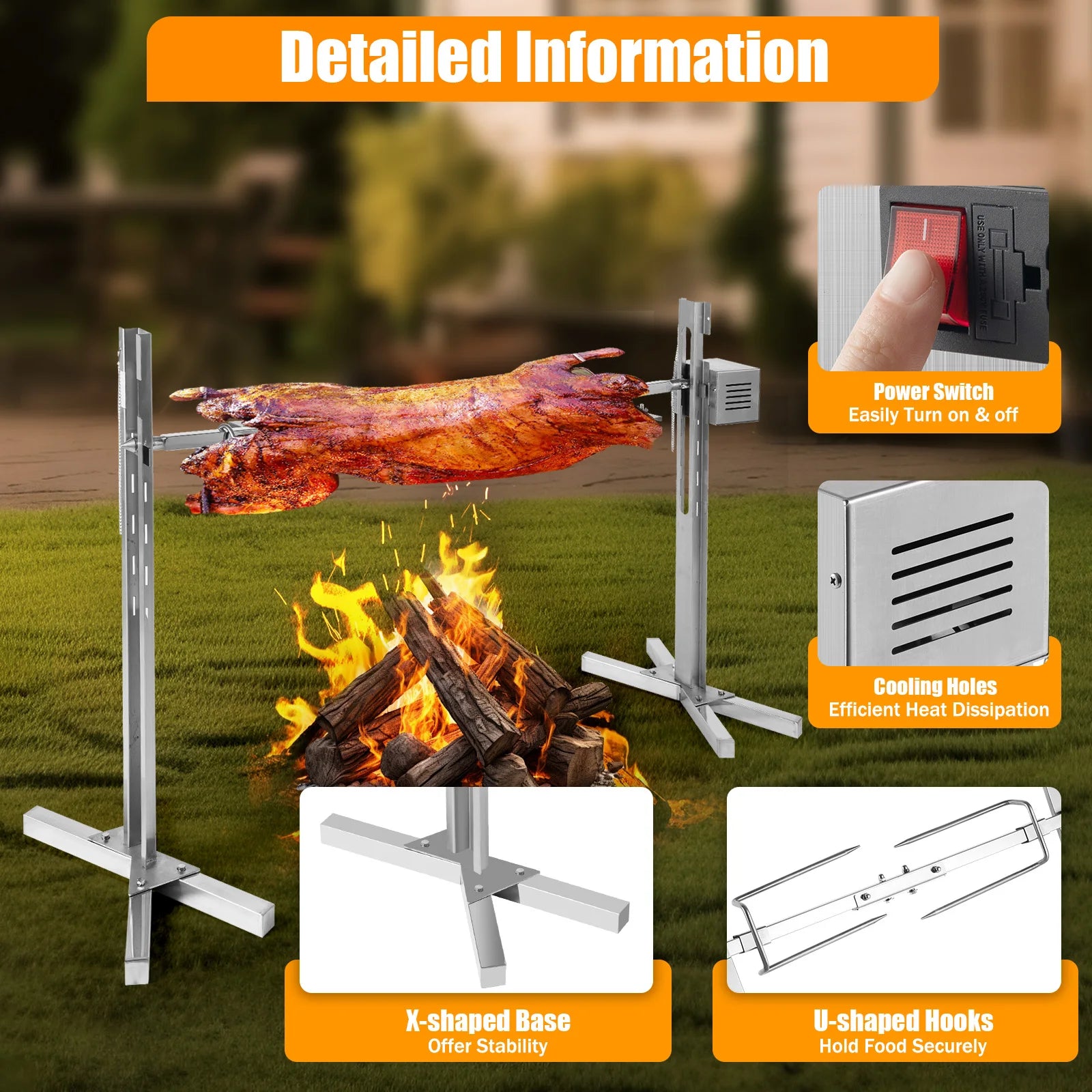 Electric BBQ Rotisserie Grill. 40KG Load-bearing 20/25W.