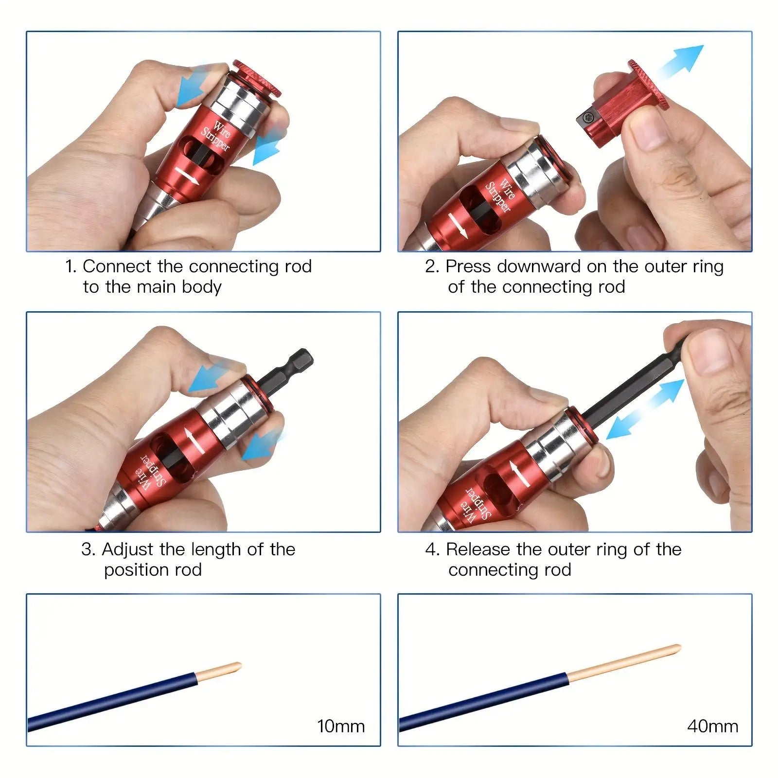 8 In 1 Bit Stripper And Twist Tool Set - Industrial-Grade Electrician Quick Stripping Kit.