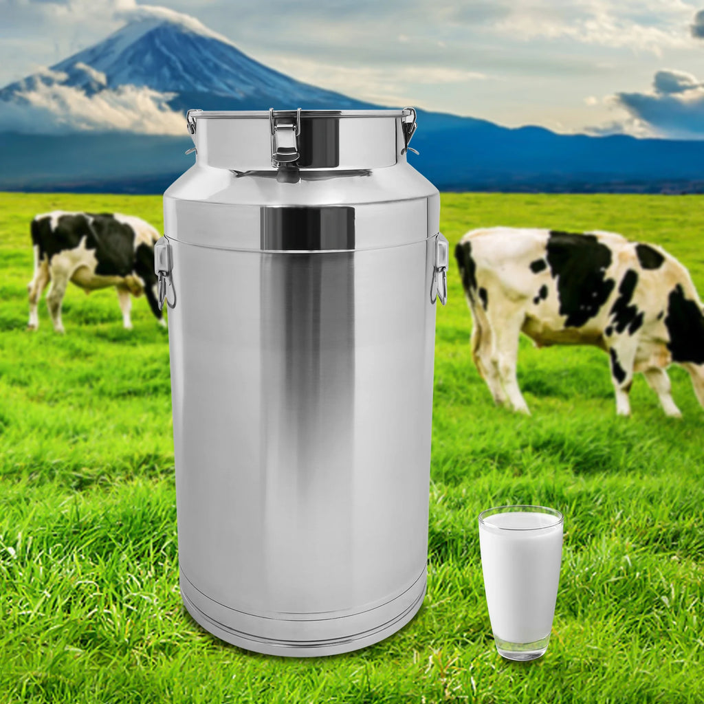 88L/23.25Gal 304 Stainless Steel Milk Can, Wine Pail, Oil, Milk Tote Jug with Leak-Proof Seal Lid.