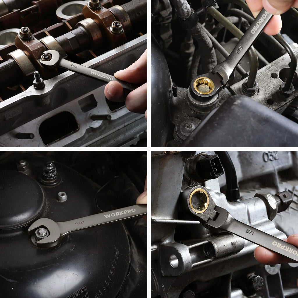 WORKPRO 8pcs - Flex-Head - Ratcheting - Combination Wrench Set. SAE 5/16-3/4 In.