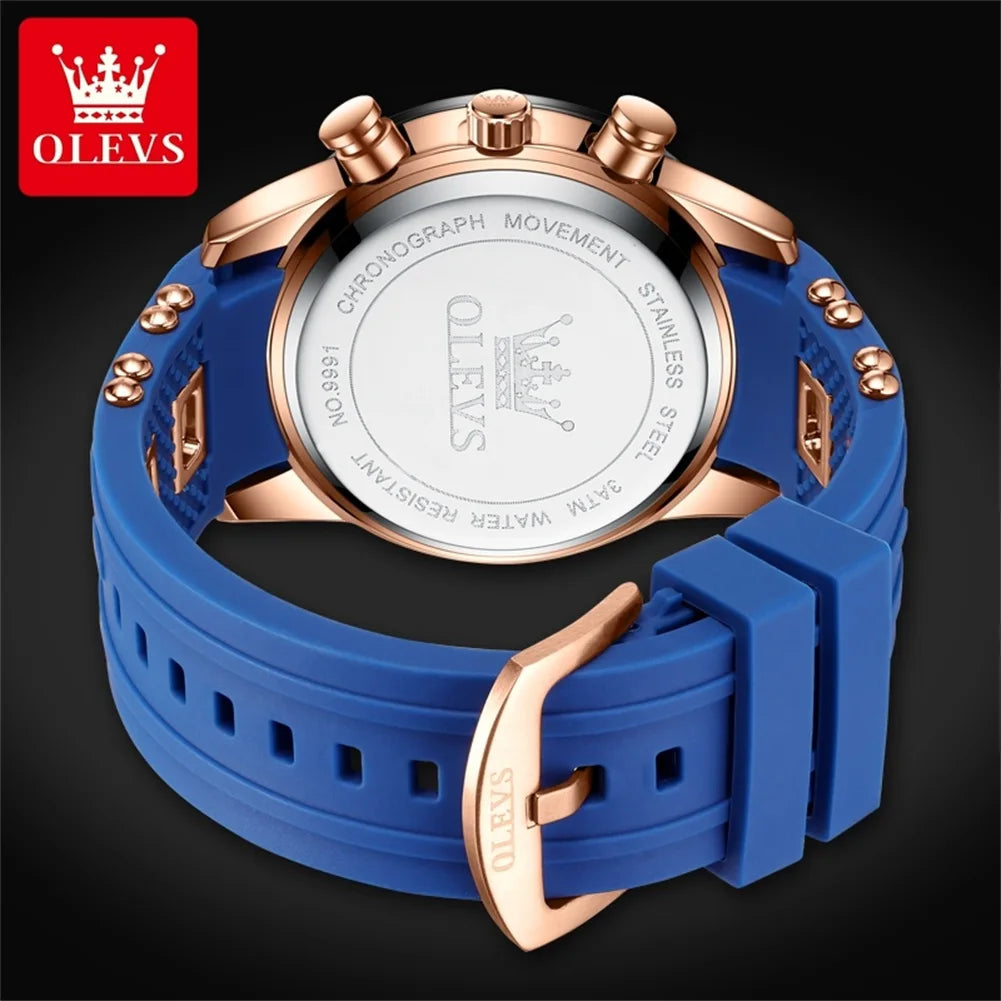 OLEVS Men's Watches. 45mm Large Dial Quartz - Waterproof - Chronograph Calendar - Luminous.