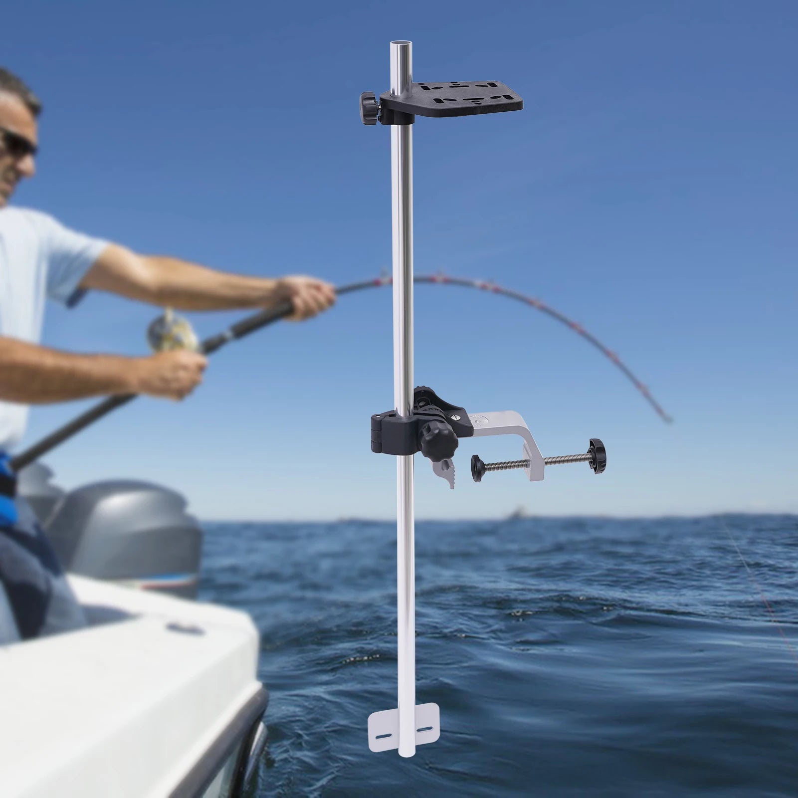 Universal Portable Fish Finder, Transducer Bracket + Fishfinder Mount, 360° Rotation .
