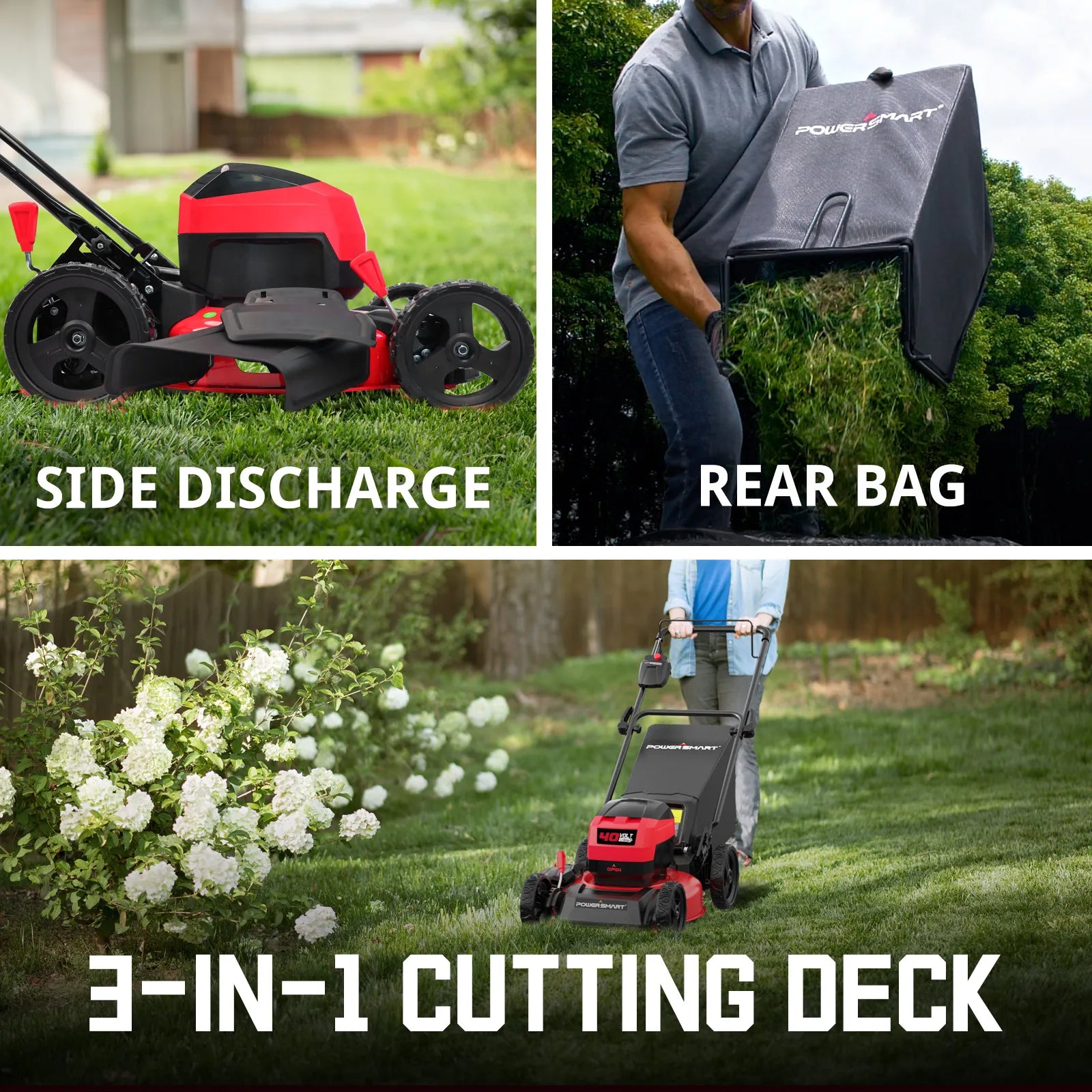40V 17" Cordless Lawn Mower, 3-in-1 Brushless - Push Lawn Mower With 4.0Ah Battery & Charger.