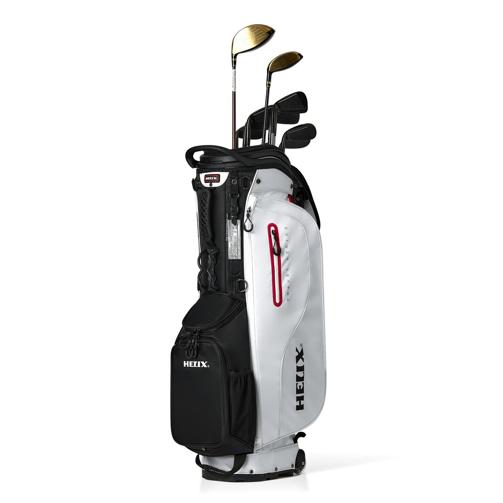HELIX Golf Stand Bag with Retractable Top Cover and Wheels Easy for Travel and Daily Use. 6 Way Divider.