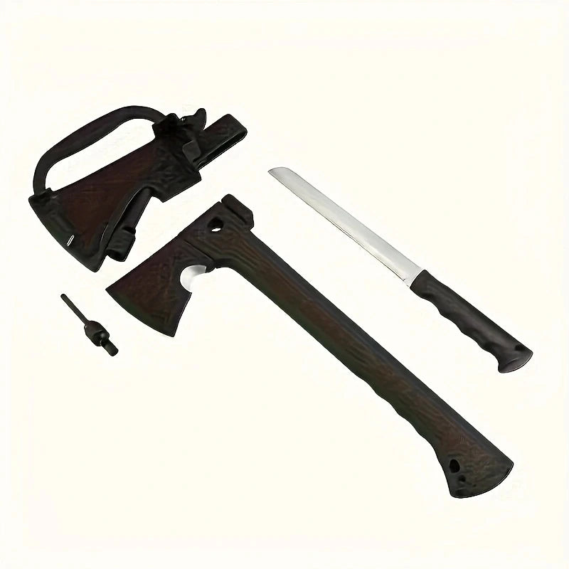 Camping Axes W/ Nested, Serrated, Wood Saw Knife & Magnesium Fire Starter.