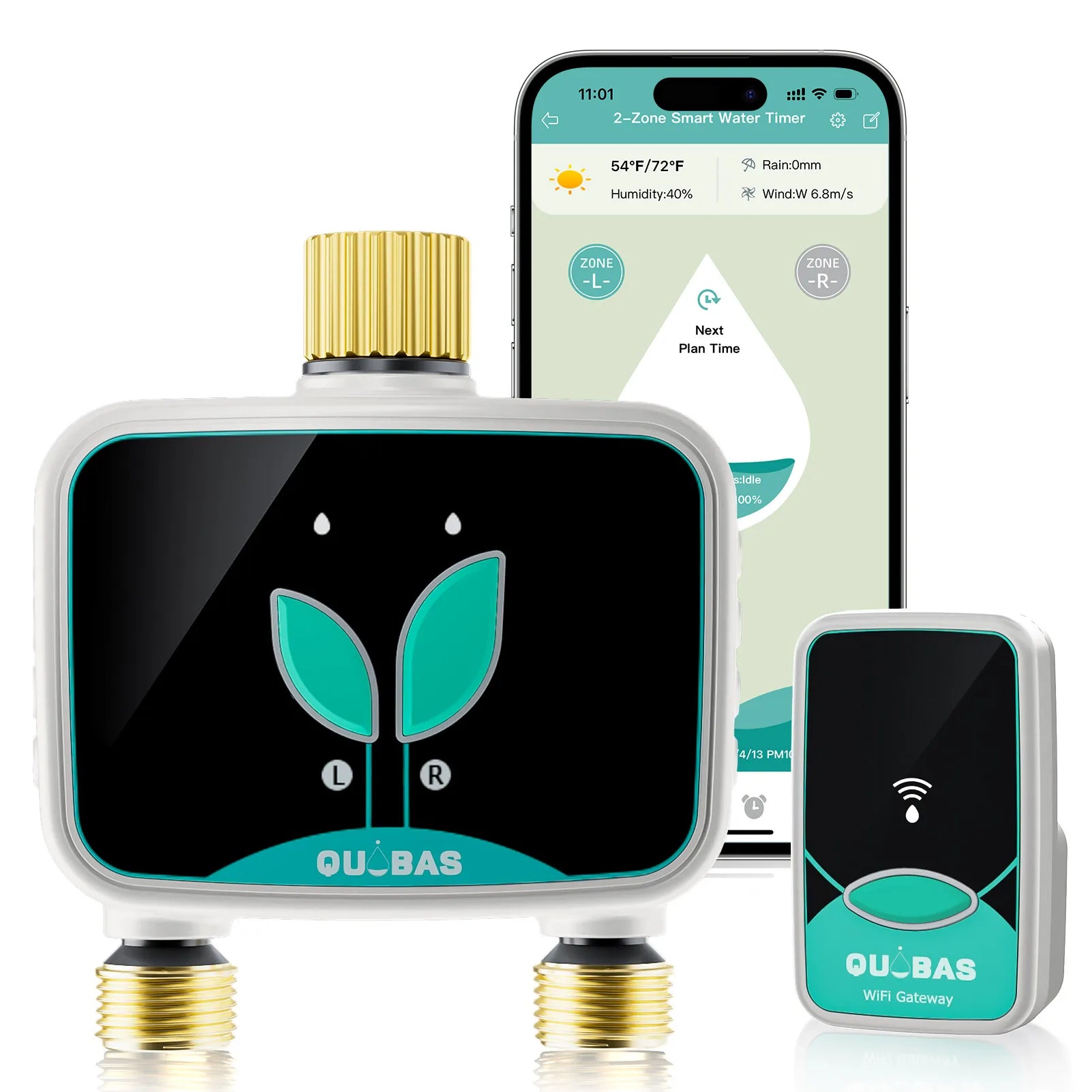 2-Zone, Smart Water Timer for Garden Hose, APP Remote Control, Manual Watering, Rain Delay Watering.