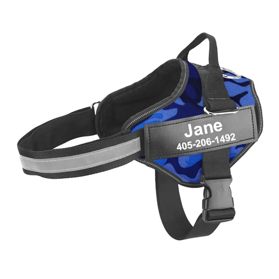 Dog Harness, NO PULL, Reflective, Breathable, Adjustable Pet Harness. Vest ID Custom Patch.
