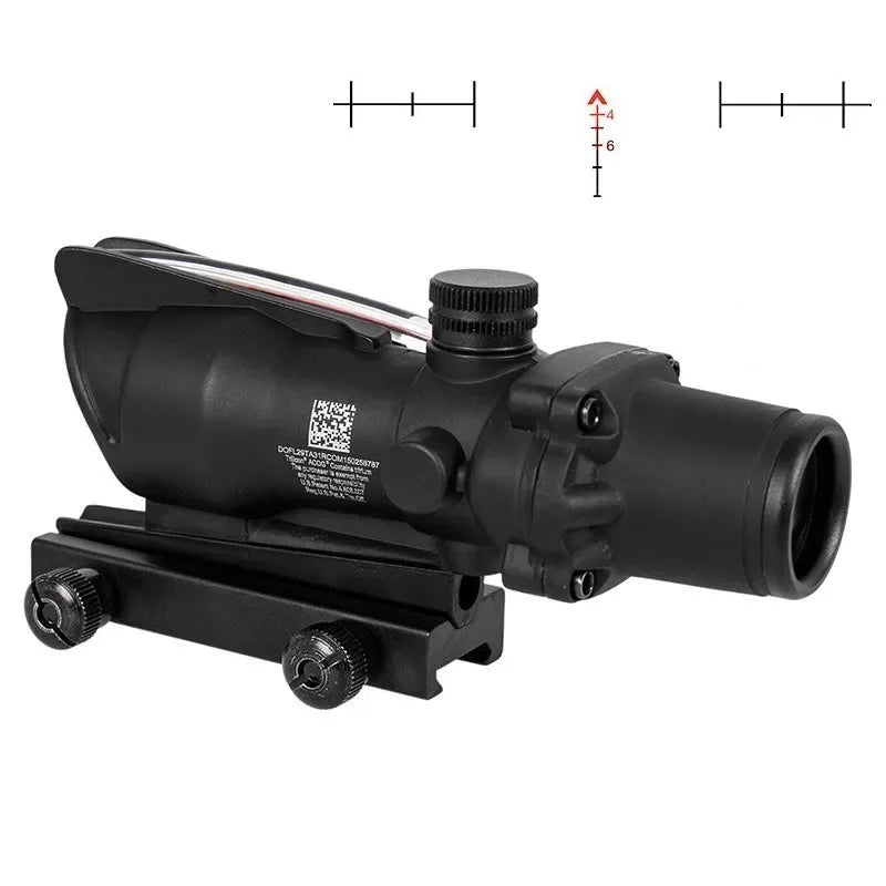 4X32 Hunting Rifle scope. Real Fiber Optics, Green, Red Dot Illuminated, Etched Optical Sight.