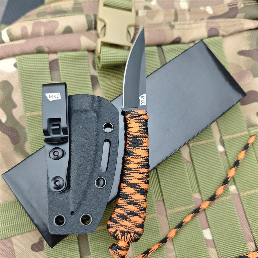 Fixed Blade Knife, Nylon Rope Handle, Nylon Sheath, Hunting, Fishing .