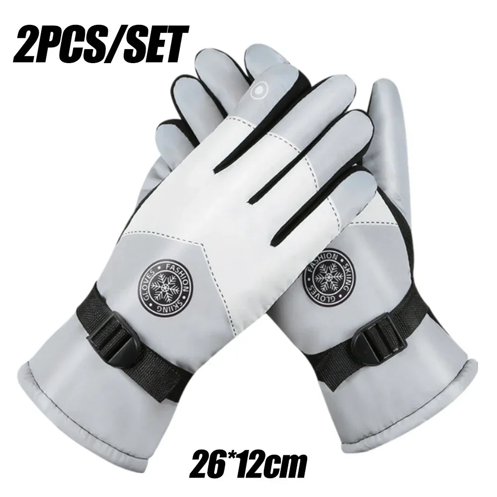 Unisex Snowboard- Ski Gloves. PU Leather- Non-slip. Touch Screen- Waterproof.