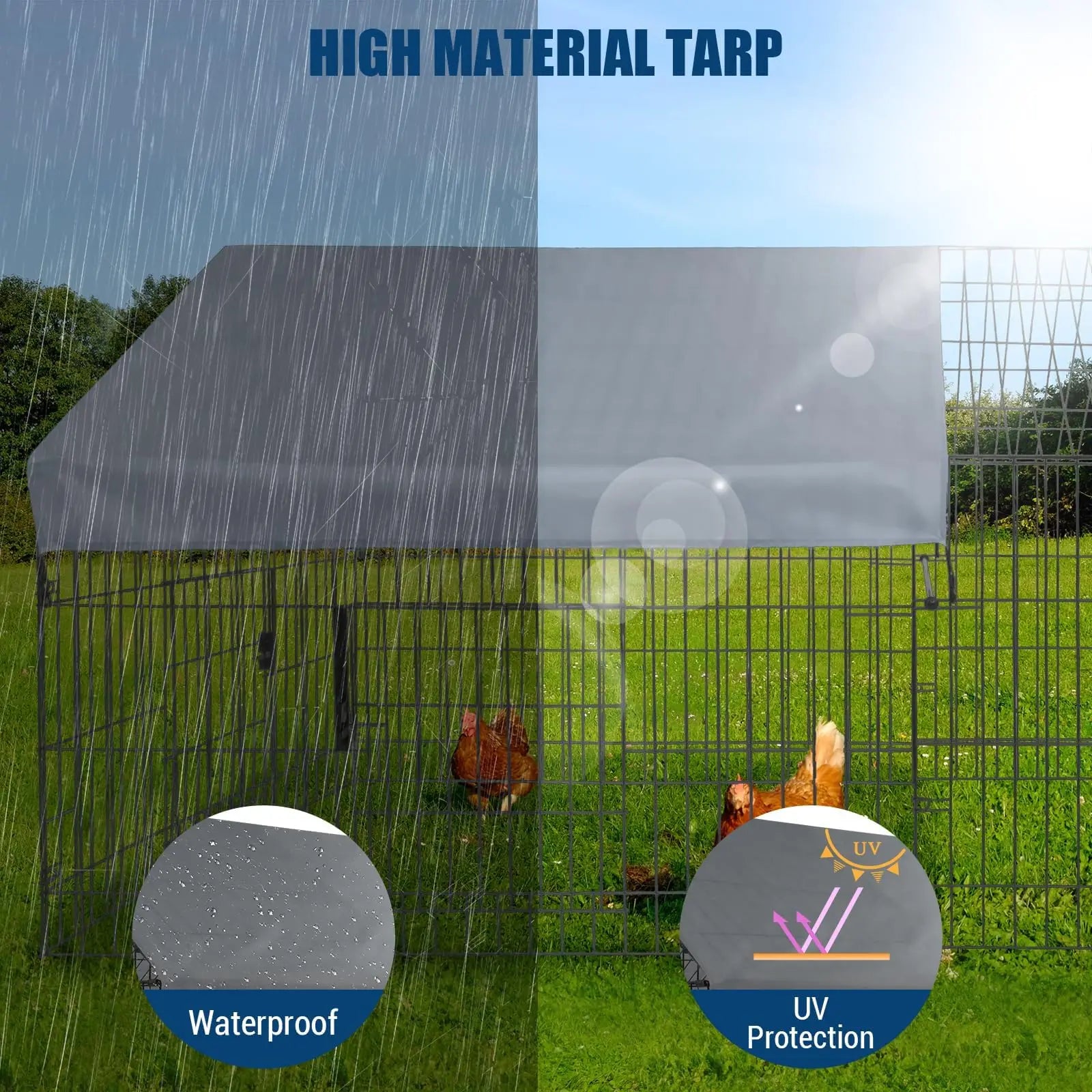 Large Chicken Coop, With Waterproof Cover, Small Animal Cage.