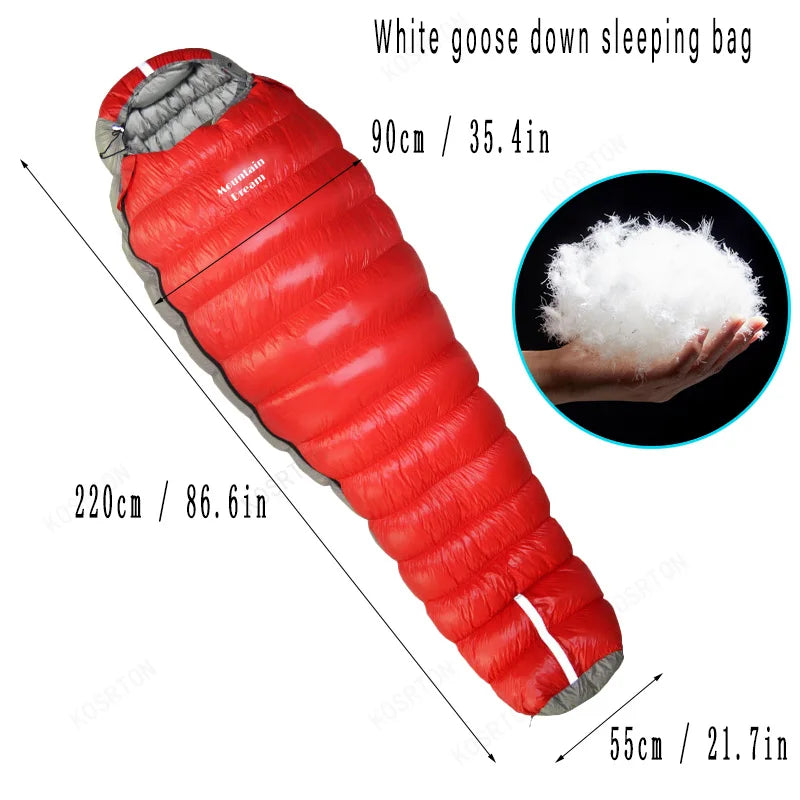 Oversized Mummy - Goose Down Sleeping Bag. Very Warm For Camping And Hiking