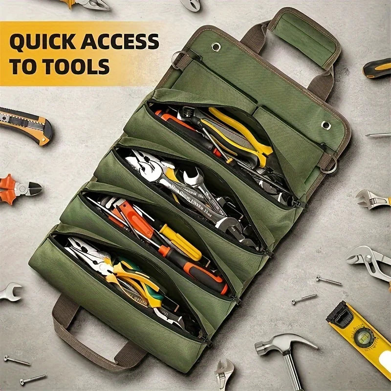 Multi-Purpose Tool Bag. High Quality Professional Multi Pocket Hardware Tools Pouch,Roll UP, Portable Small Tools Organizer Bag.