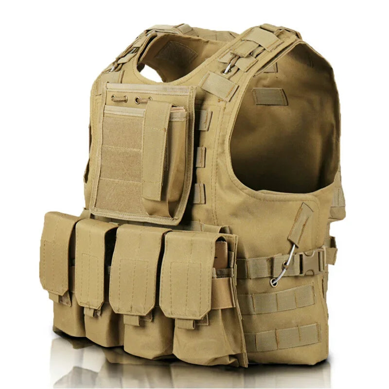 Hunting Camouflage Vest. Combat, Security Tactical Vest. Airsoft Assault Molle Vest.