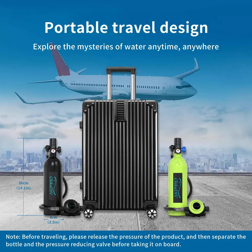 Scuba Gear Set, Mini Diving Tank, 1L Capacity With 3000 PSI.