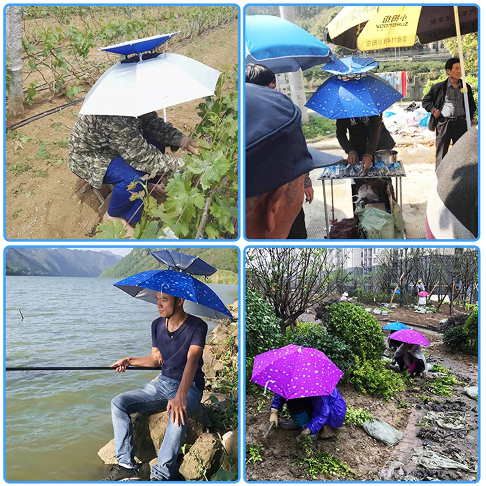 69/95cm Umbrella Hat, Foldable. Sunshade Headwear. Waterproof .