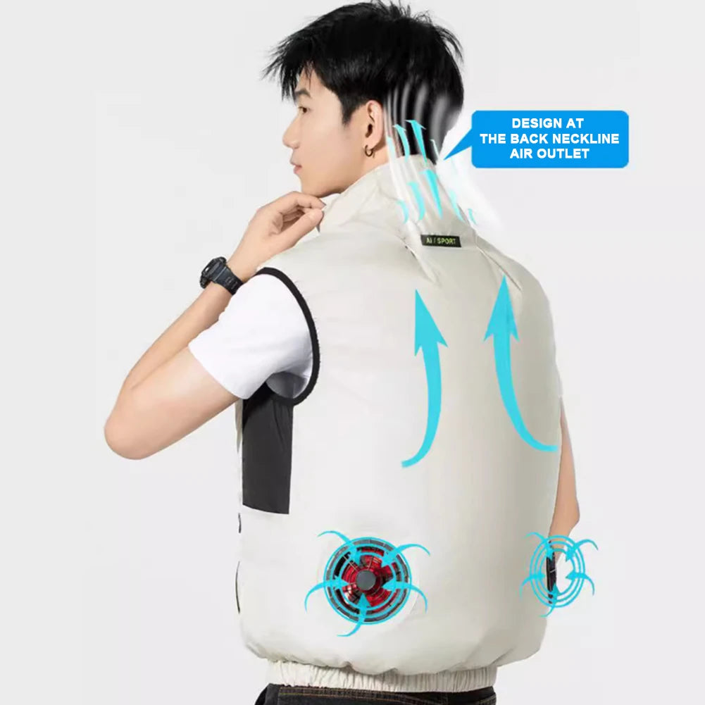 Cooling Vest Fan, Vest. 3 Gears, Breathable ,Wearable, Camping, Hiking.