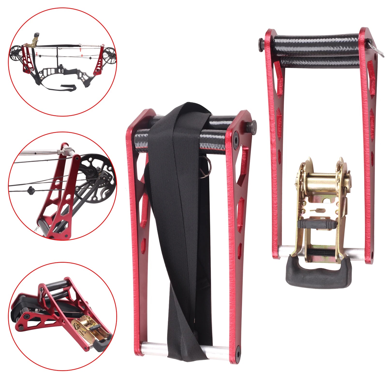 Ratchet-Loc Bow Press Machine. Compound Bow, Open Accessories.