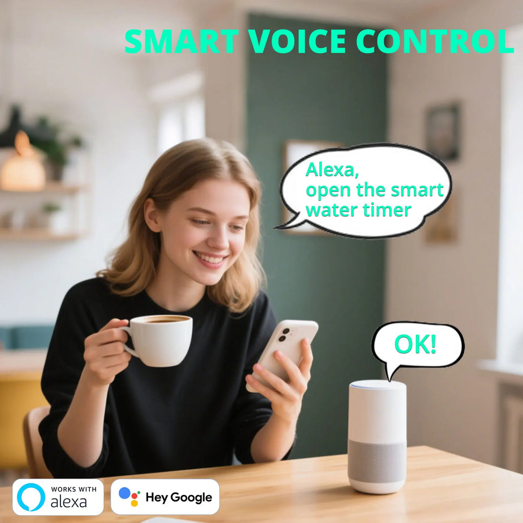 2-Zone, Smart Water Timer for Garden Hose, APP Remote Control, Manual Watering, Rain Delay Watering.