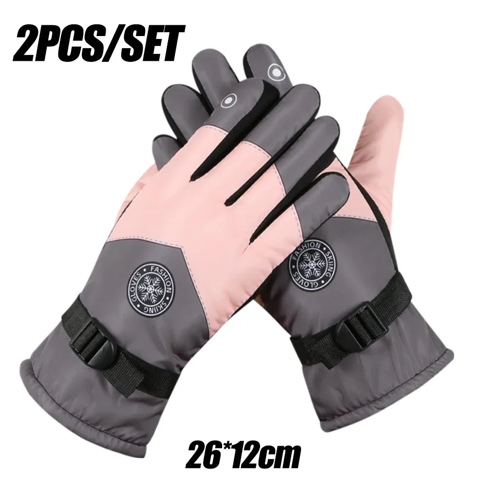 Unisex Snowboard- Ski Gloves. PU Leather- Non-slip. Touch Screen- Waterproof.