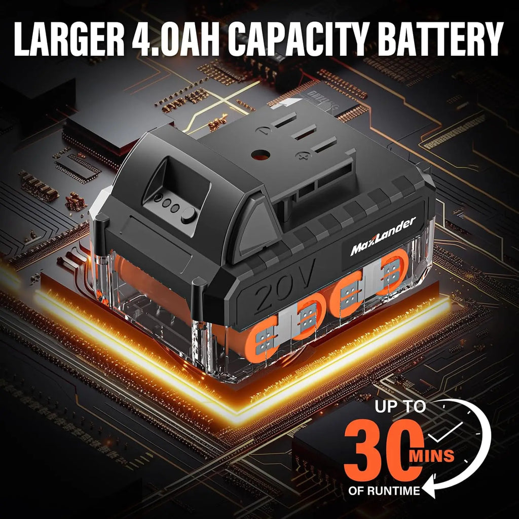 20V Cordless Tiller, 9-Inch with 48 Steel Tines, 360RPM Battery Powered.