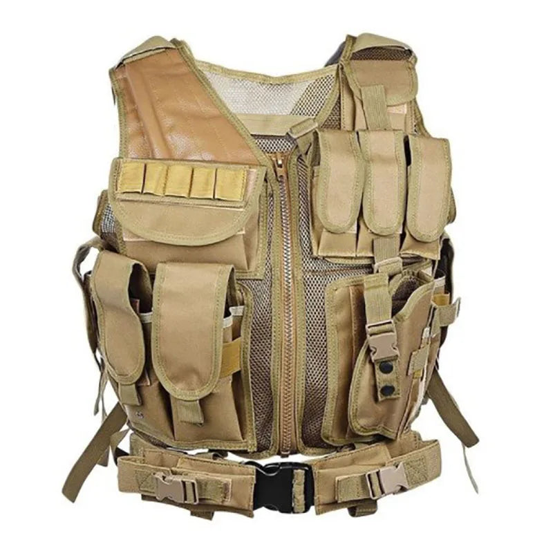 Adjustable Molle Tactical Vest, Combat Body Armor Vests, Security Guard, Airsoft Training Jacket.
