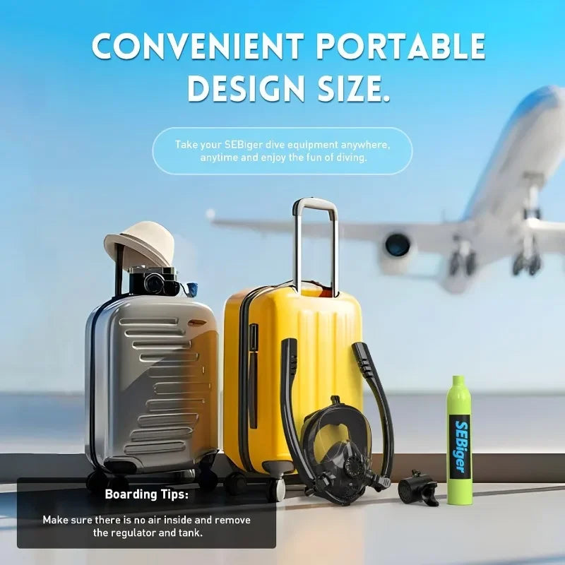 Snorkel - Mask - Mini Scuba Tank - 0.5L Up to 6 Minutes - 30ft Diving Depth.