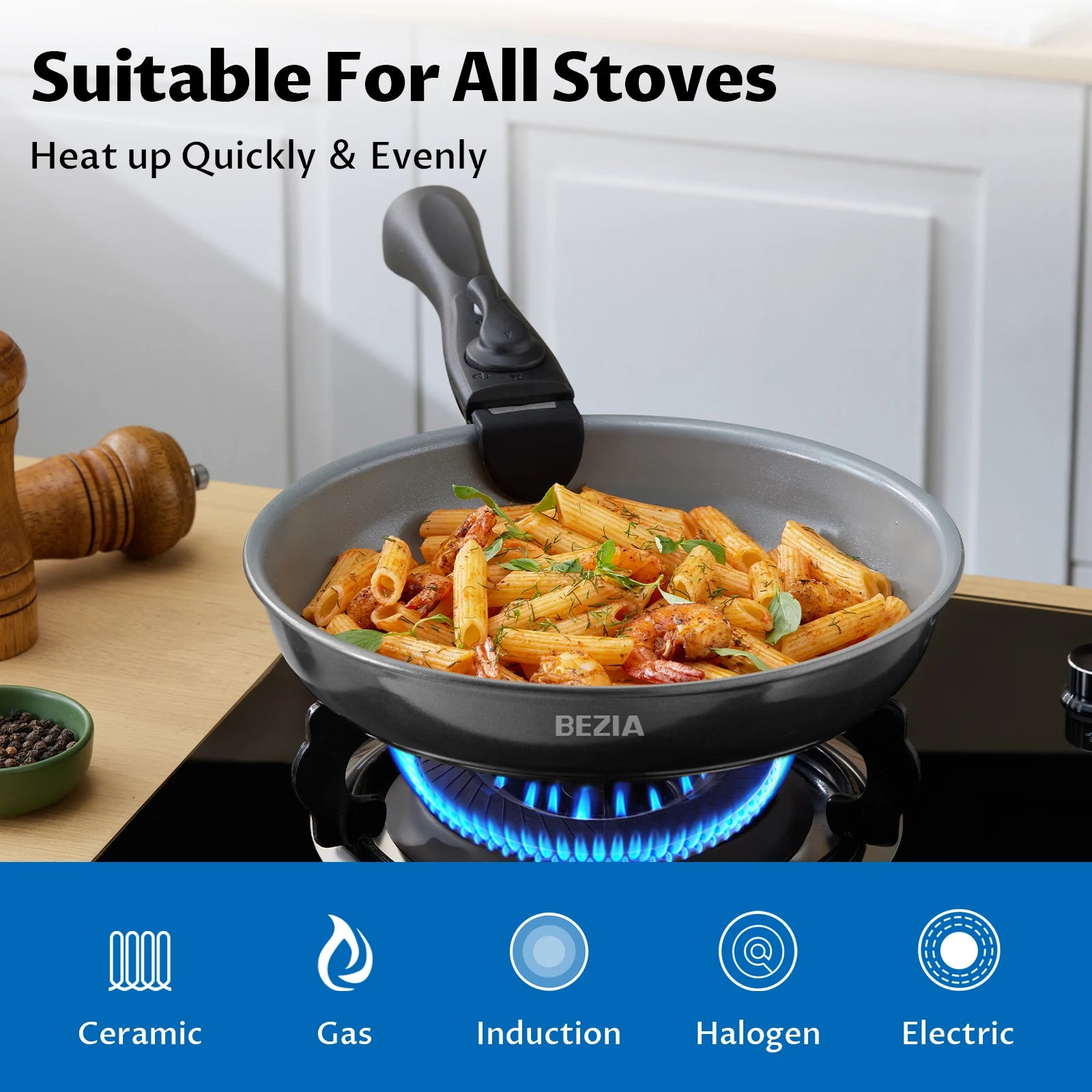 Induction Cookware With Ceramic Coating. Nonstick Set. 13pcs With Detachable Handles.