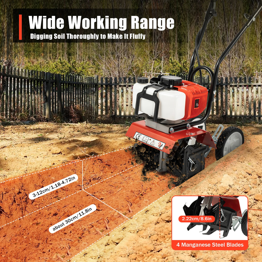 52CC Garden Tiller - 4 Blades. Gas Motor