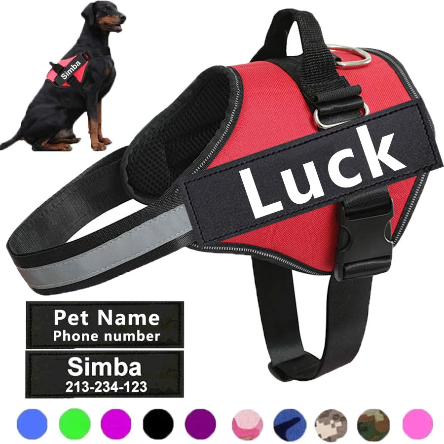 Dog Harness, NO PULL, Reflective, Breathable, Adjustable Pet Harness. Vest ID Custom Patch.