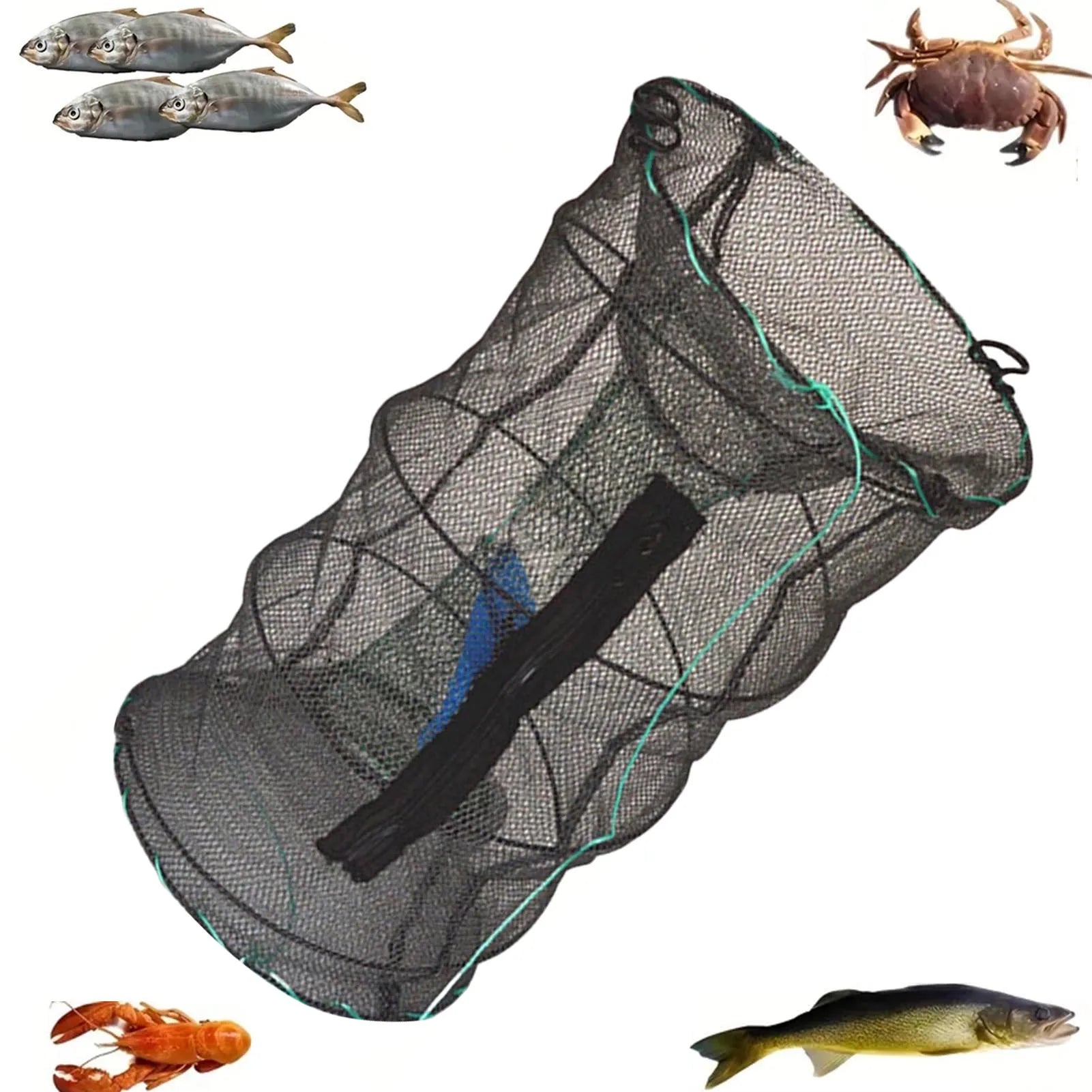 Long Fishing Nets. 27-33cm Shrimp Trap. Collapsible, Lightweight.