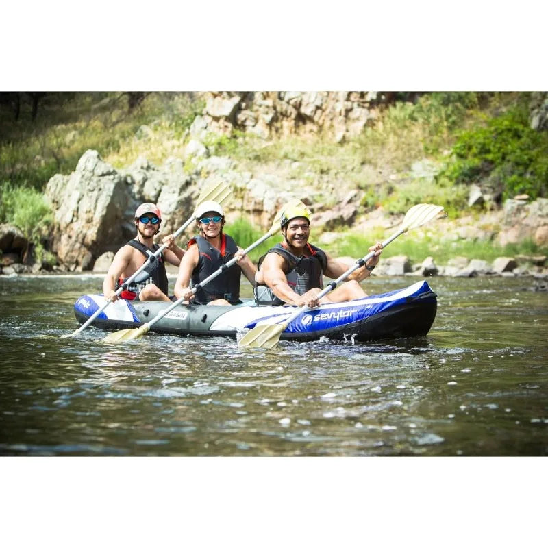 Sevylor Big Basin 3-Person Inflatable Kayak. Adjustable Seats & Carry Handles.