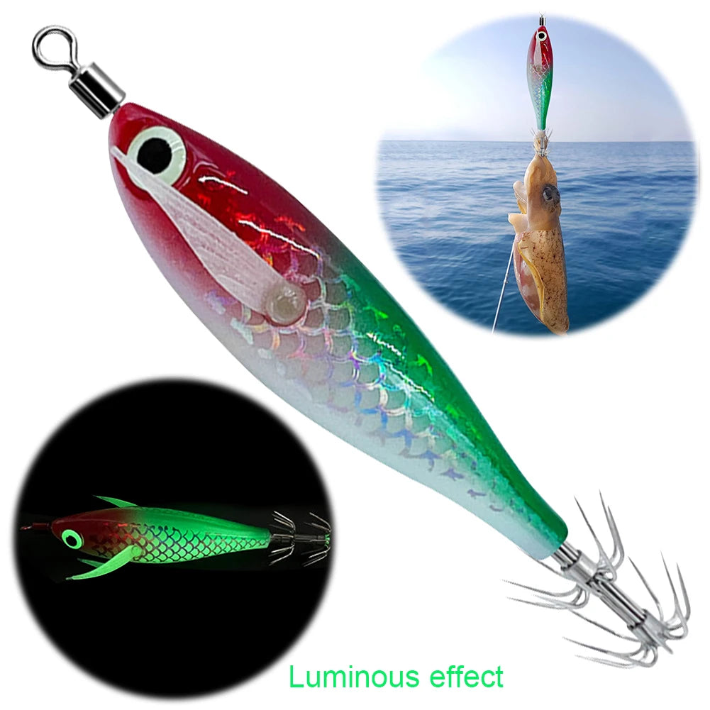 Luminous Squid, Cuttlefish Attracting Lure. Double Hook Bait.