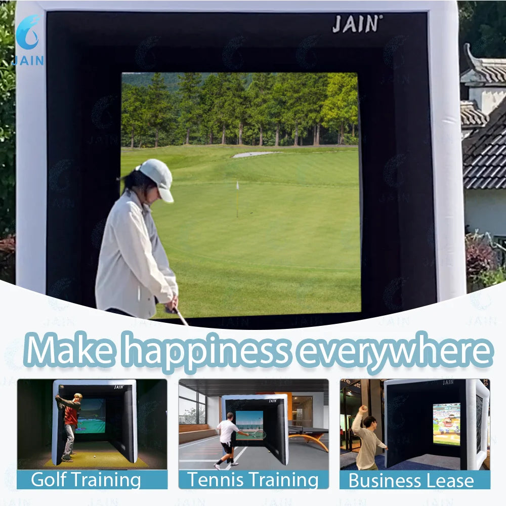 Stock！Inflatable Golf Sim Room. Golf Practice Cage with built-in fan,Oxford cloth,Golf Simulator Enclosures.