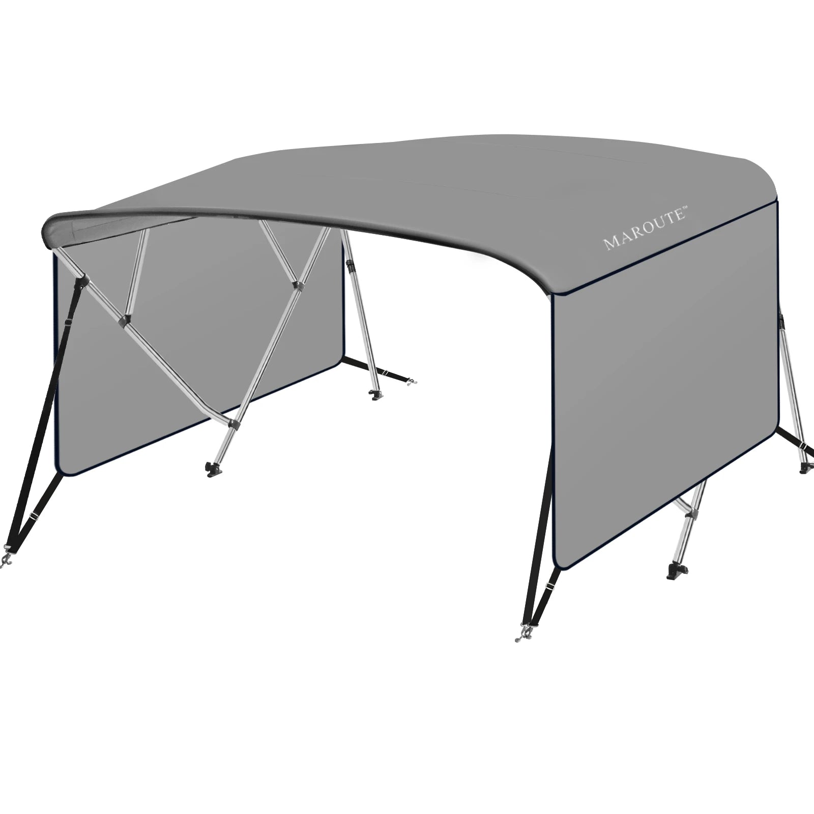 Boat Cover, Aluminum Alloy Frame, 600D Marine Grade Fabric. Adjustable Rear Support Poles.