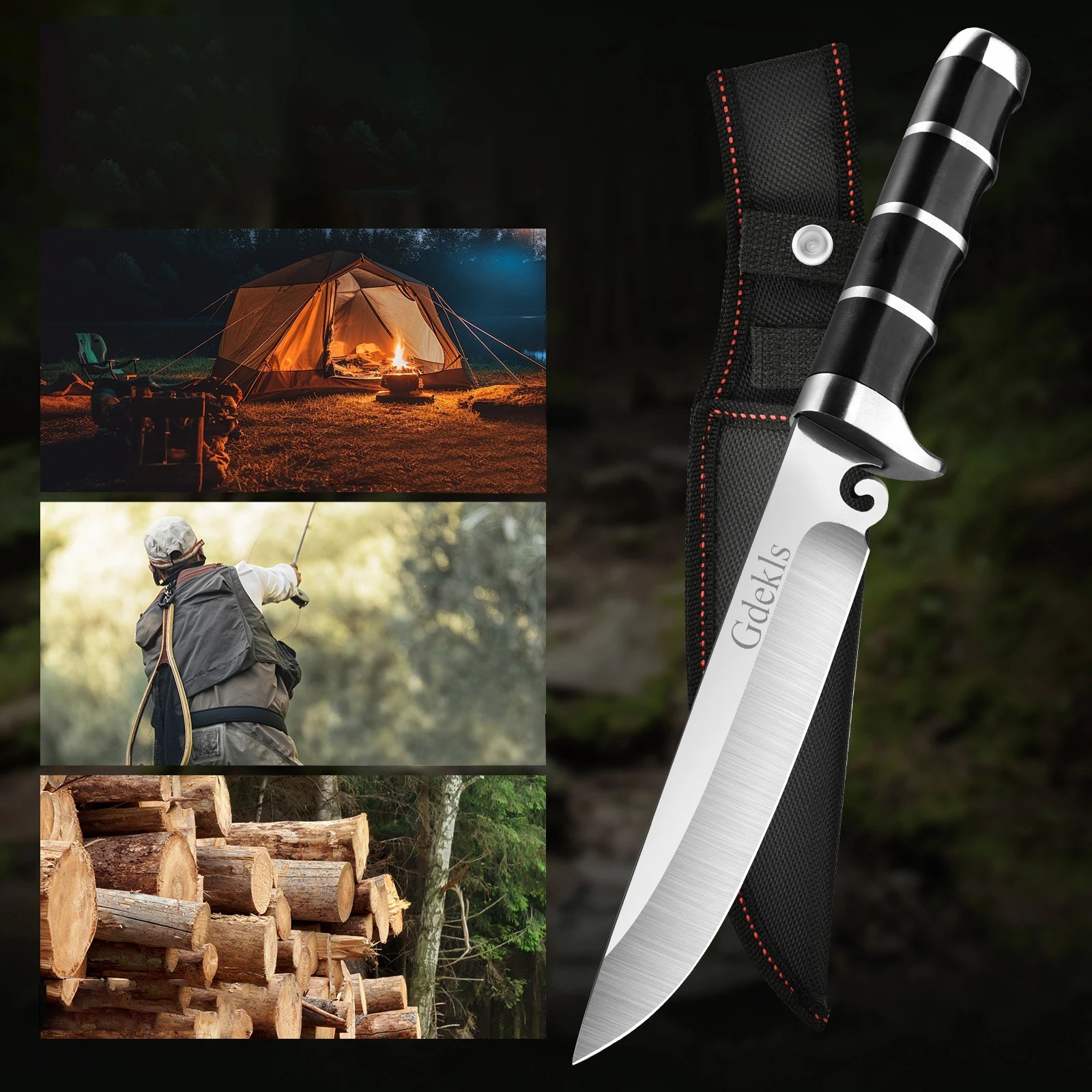 7Cr15 Stainless Steel Knife ,Faux Leather Sheath, Multi-Purpose Blade .