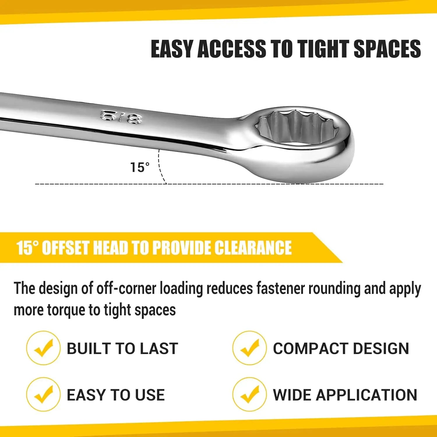 DEKOPRO Combination Wrench Set, SAE & Metric,  1/4'' to 1'' & 8-22mm, 12-Point, Chrome Vanadium Steel, with Plastic Tray.