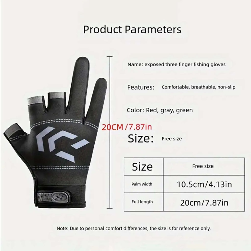 Three Finger Cut Gloves For Fishing, Sun Protection, anti-slip, Breathable.