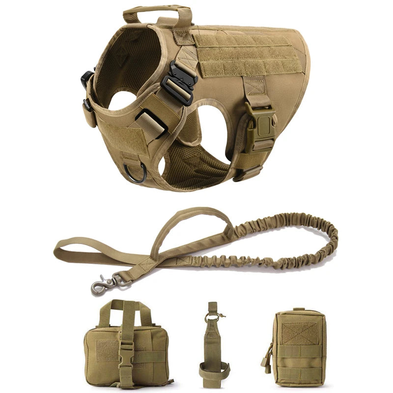 Tactical Military Vest,Tactical Training Dog Harness and Leash Set For All Breeds Dogs.