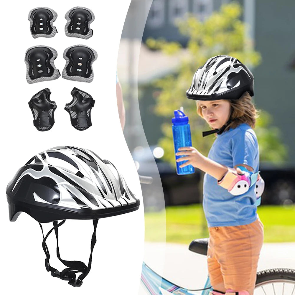 7Pcs Kids Helmet, Knee, Elbow Pad Protective Gear Set. Wrist Pads.