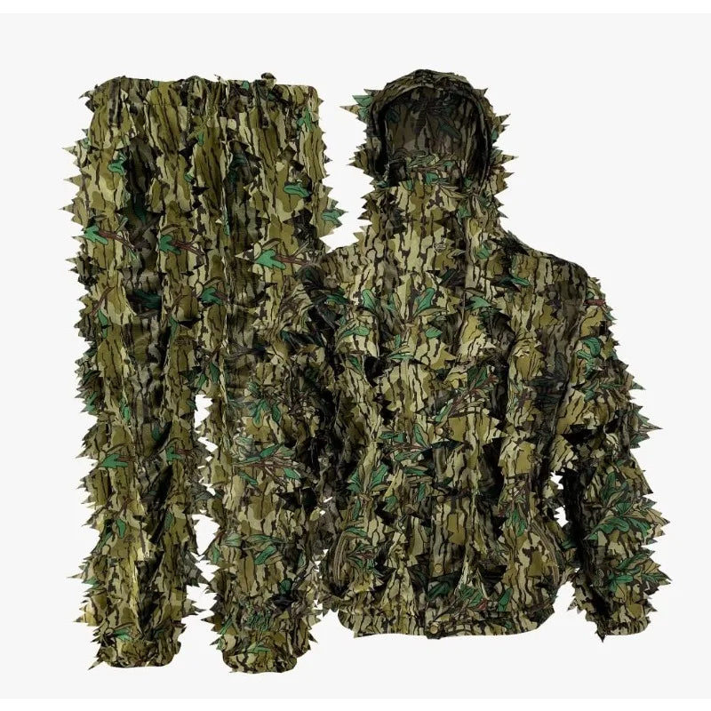 Camo Hunting Suits, Breathable, Lightweight, Mossy Oak Greenleaf Pattern.