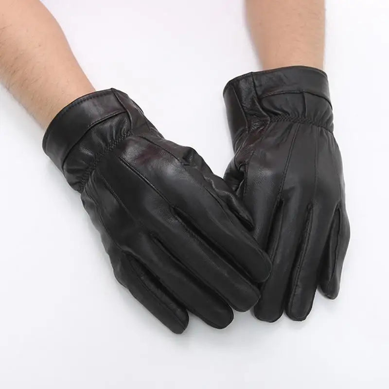 Leather Work Gloves- Winter- Windproof- Cold-resistant Motorcycle Gloves.