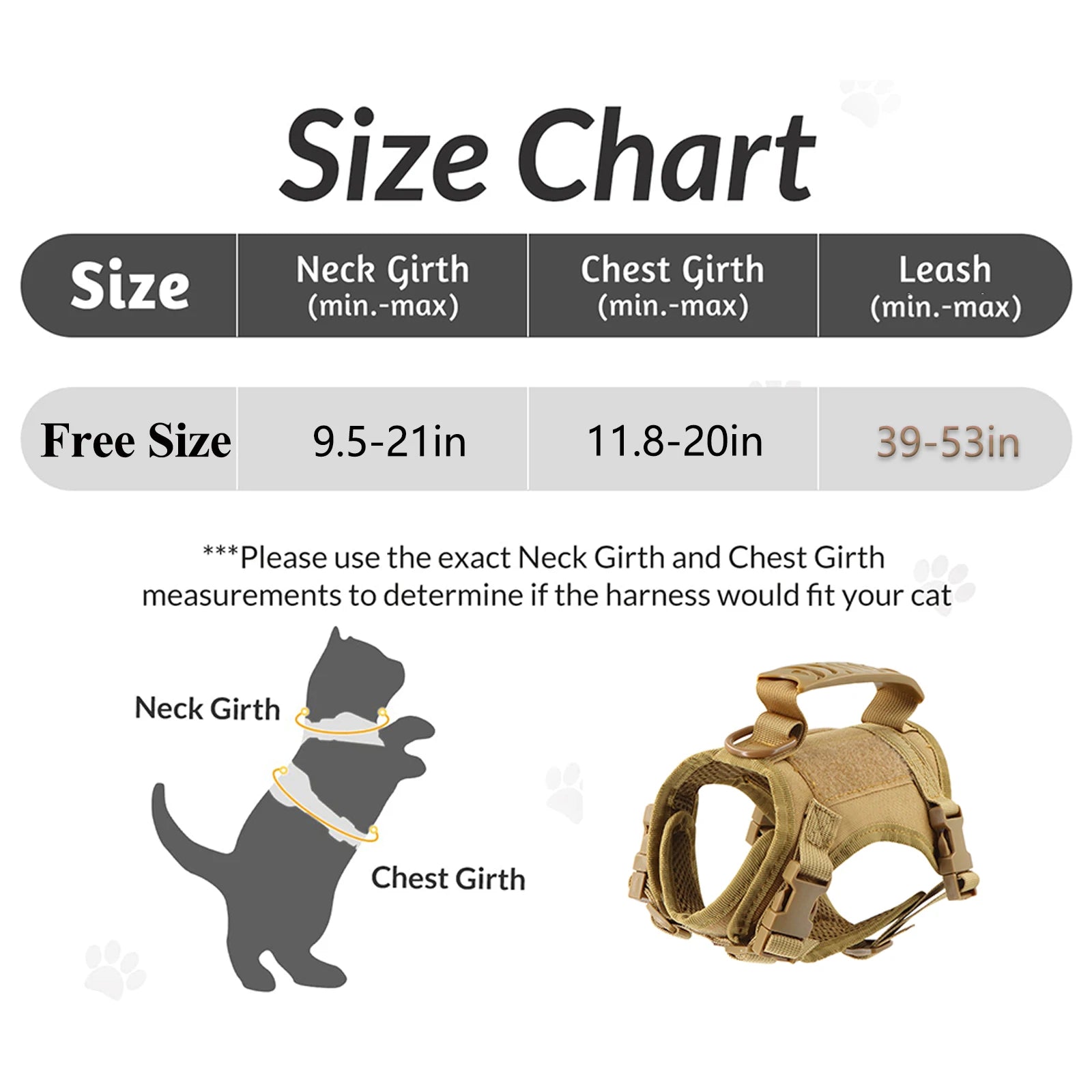 Tactical Cat Harness - Adjustable Puppy Vest For Small Dogs. Cat Accessories.