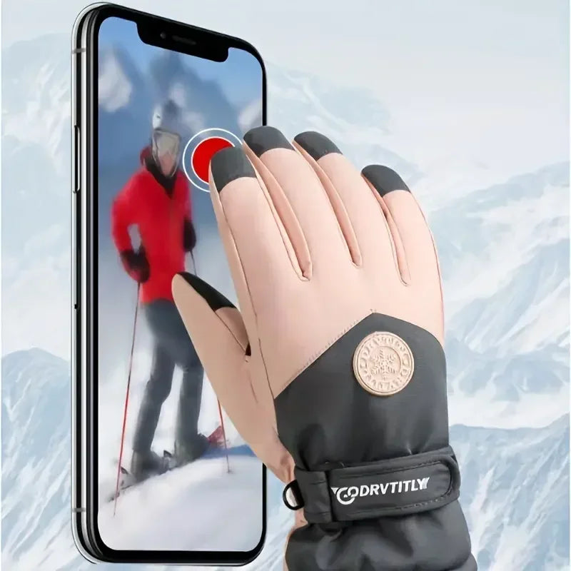 Unisex Snowboard- Ski Gloves. PU Leather- Non-slip. Touch Screen- Waterproof.