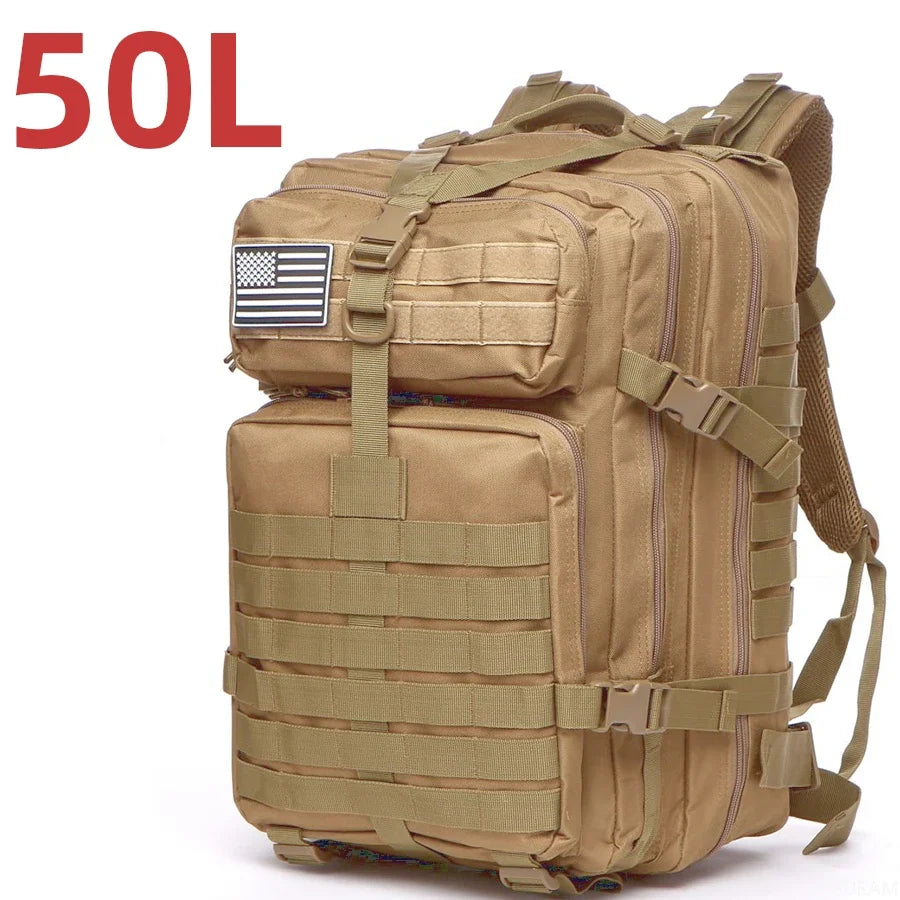 25L/50L Sturdy Nylon Waterproof, Tactical Camping, Hiking Backpack.