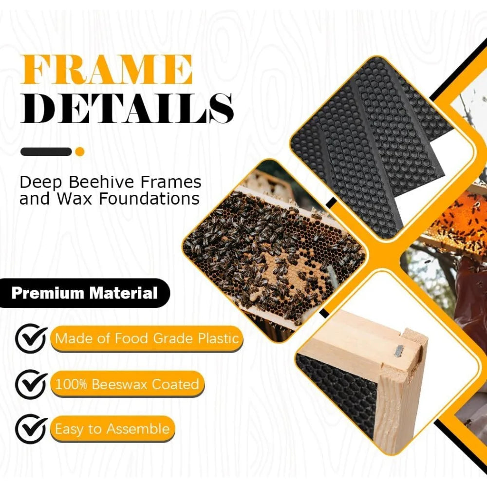 10 Frame Bee Hives, Hive Include 2 Deep Bee Box 2 Medium Beehive Box With Bee Frames And Wax Foundation.