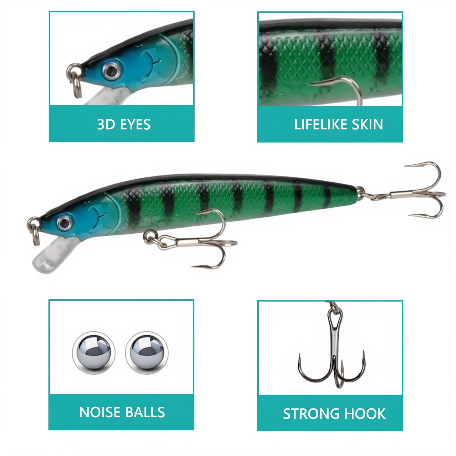 10 PCS Fishing Lure Set. Mini Bait Minnow, Floating, Crazy Wobblers .