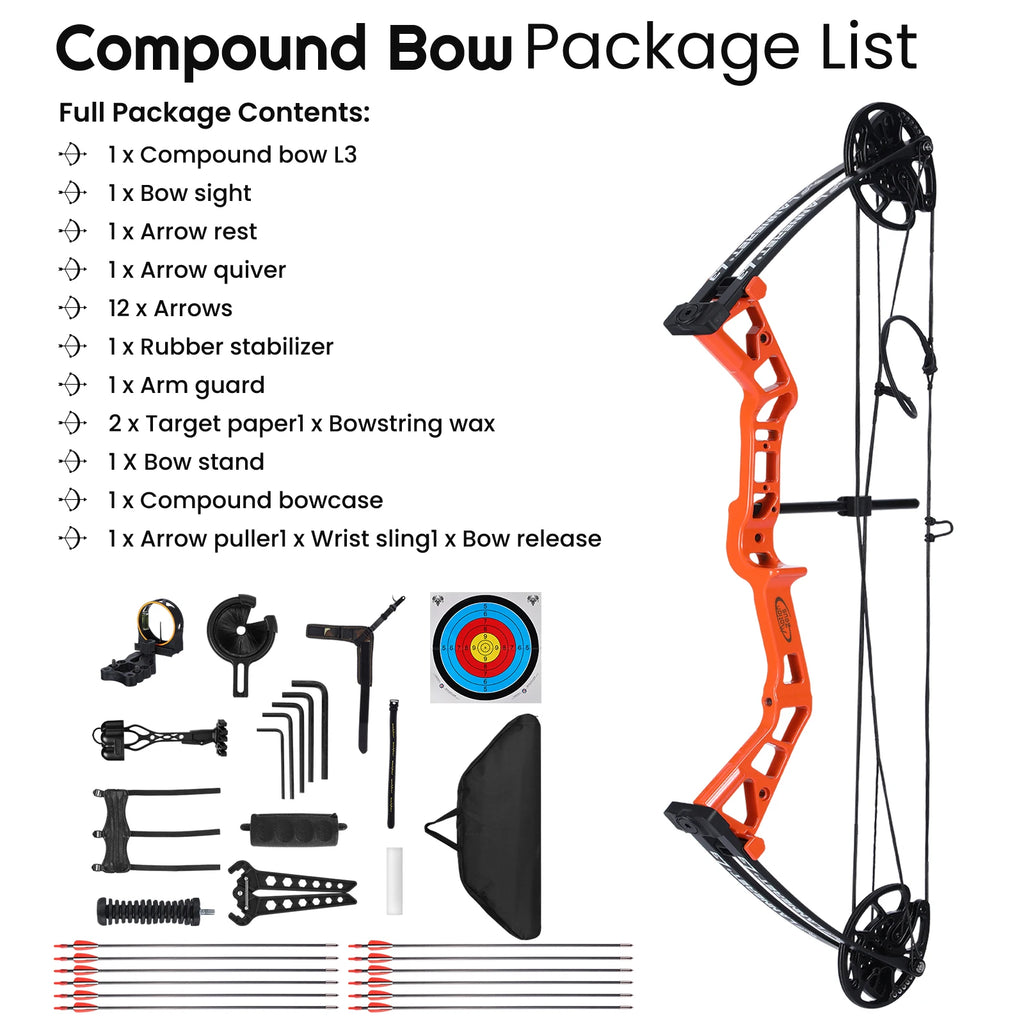 Junior Compound Bow Set-10-40Lbs 16"-28" Adjustable.