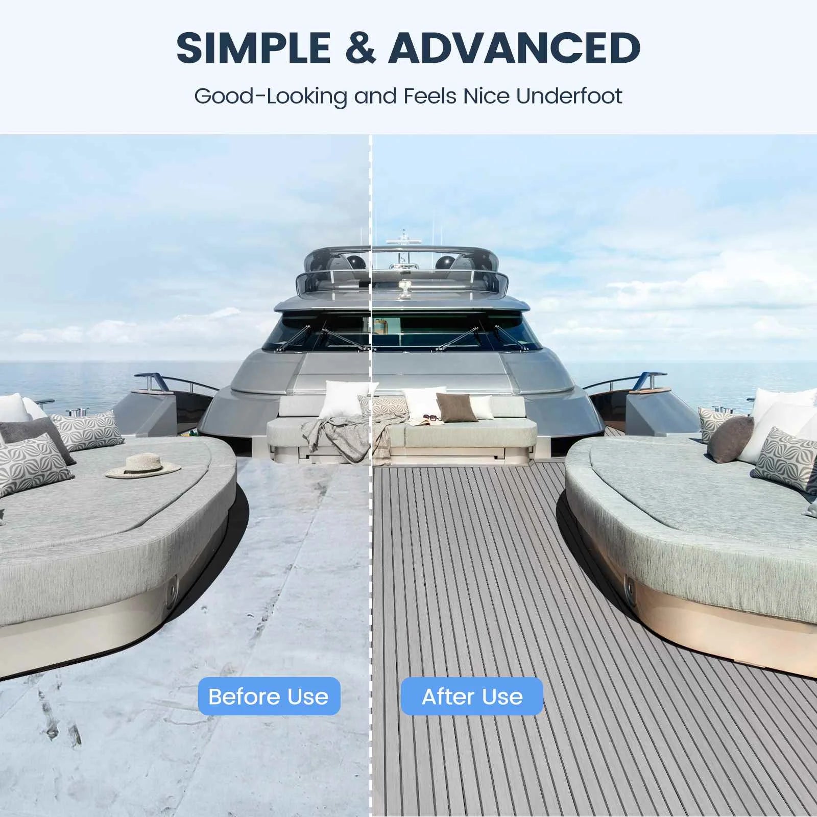 3 Sizes, Self-Adhesive EVA Foam Decking Sheet. Faux Teak.