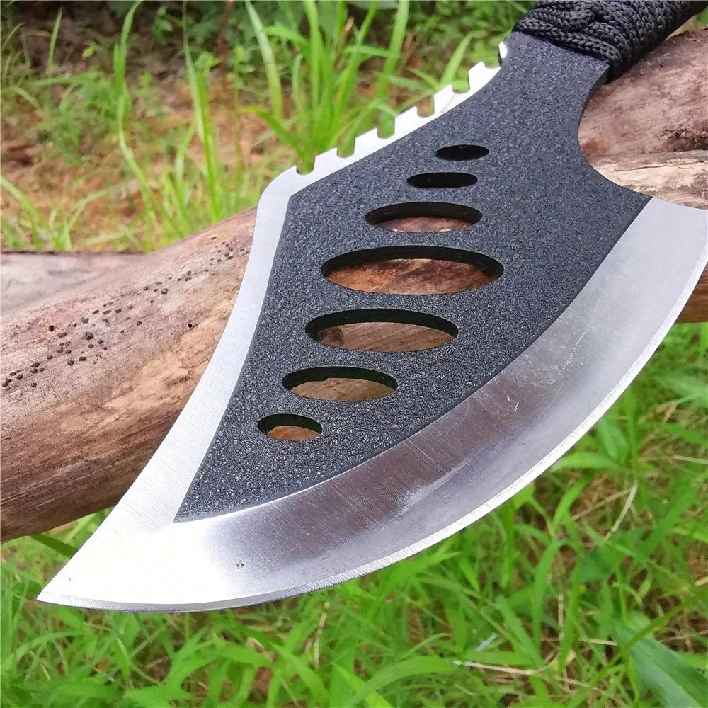 Jungle Camping Axe & Knife - Non-Slip Handle. Nylon Sheath.